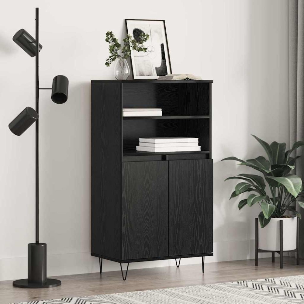 vidaXL Bufet cu raft cu depozitare cu ușă Negru 60 x 36 x 110 cm Lemn compozit