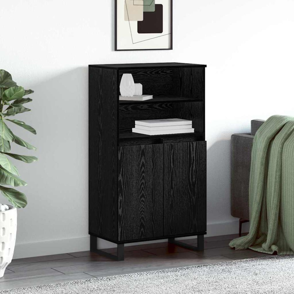 vidaXL Bufet cu raft cu depozitare cu ușă Negru 60 x 36 x 110 cm Lemn compozit