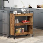 vidaXL Troler de Bucătărie Lemn vechi 70 x 30 x 82 cm Lemn compozit vidaXL Troler de Bucătărie Lemn vechi 70 x 30 x 82 cm Lemn compozit