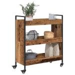 vidaXL Troler de Bucătărie Lemn vechi 70 x 30 x 82 cm Lemn compozit vidaXL Troler de Bucătărie Lemn vechi 70 x 30 x 82 cm Lemn compozit