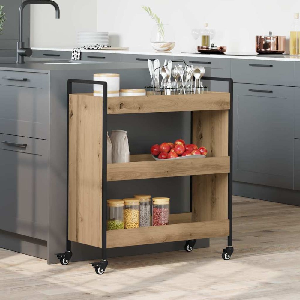 vidaXL Troler de Bucătărie Manual stejar artizanal 70 x 30 x 82 cm