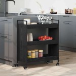 vidaXL Troler de Bucătărie Stejar negru 70 x 30 x 82 cm Lemn compozit vidaXL Troler de Bucătărie Stejar negru 70 x 30 x 82 cm Lemn compozit