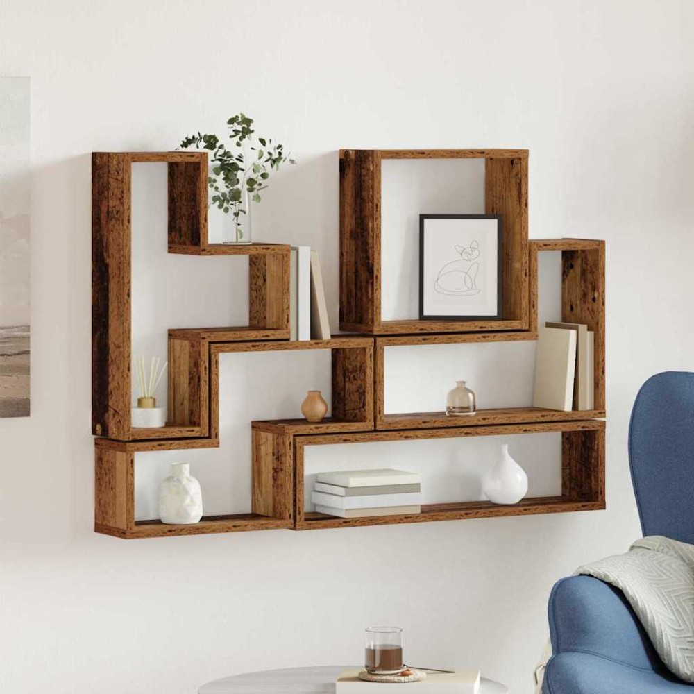 vidaXL Cubo de perete cu raft Lemn vechi 96 x 12 x 64 cm Lemn compozit