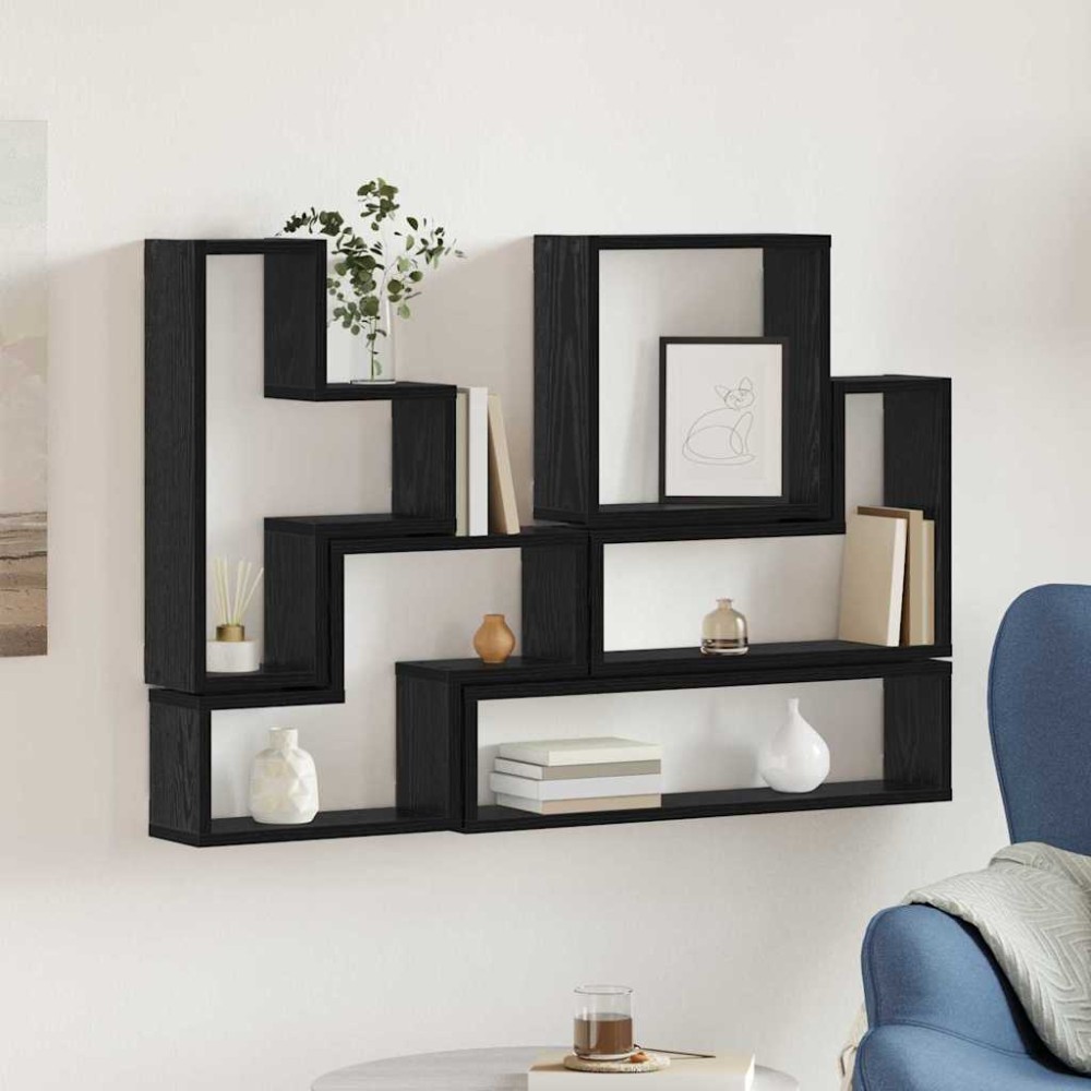 vidaXL Cubo de perete Stejar negru 96 x 12 x 64 cm Lemn compozit