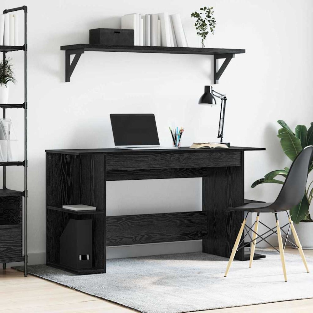 vidaXL Birou cu raft Altele cu depozitare Stejar negru 140 x 50 x 75 cm Lemn compozit