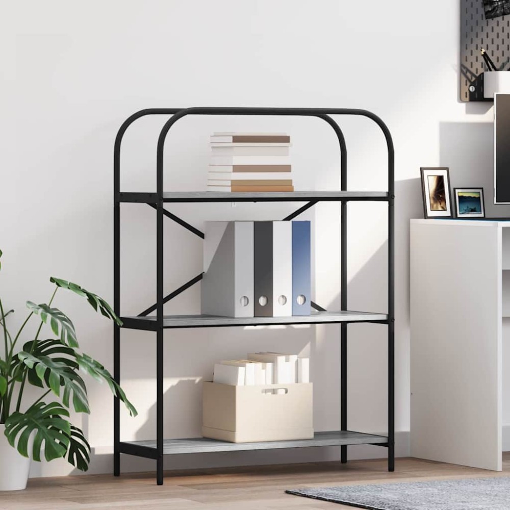 vidaXL Raft pentru cărți sonoma gri 80 x 30 x 109 cm Lemn compozit