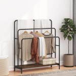 vidaXL Stativ pentru haine cu raft Stejar afumat 90 x 30 x 100.5 cm