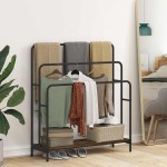 vidaXL Stativ pentru haine cu raft Stejar afumat 90 x 30 x 100.5 cm