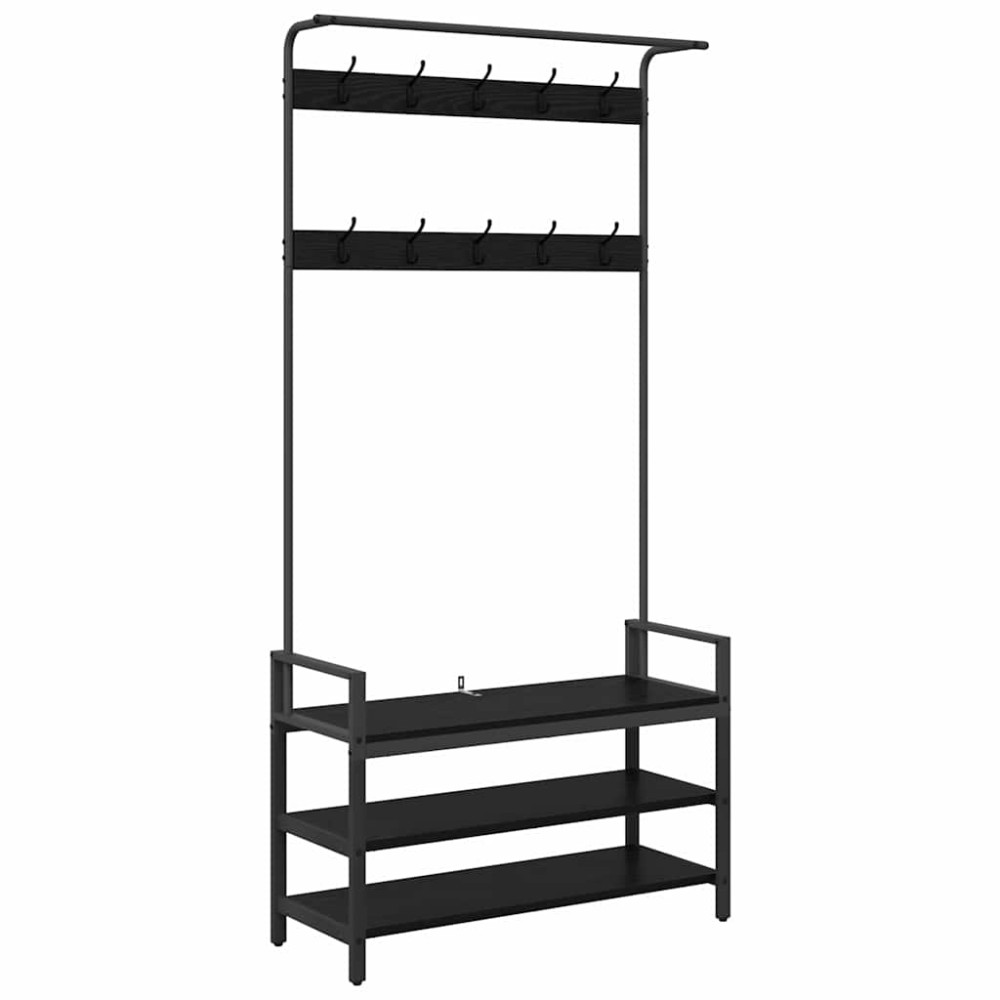 vidaXL Răcător de paltoane Stejar negru 95 x 34 x 184 cm Lemn compozit