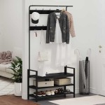 vidaXL Răcător de paltoane Stejar negru 95 x 34 x 184 cm Lemn compozit