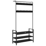 vidaXL Răcător de paltoane Stejar negru 95 x 34 x 184 cm Lemn compozit