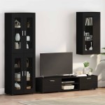 vidaXL Cabinet suspendat cu raft Negru 55 x 29 x 100 cm Lemn compozit