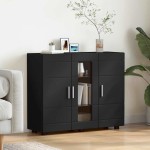 vidaXL Bufet cu raft cu ușă Negru 55,5 x 29 x 100 cm Lemn compozit