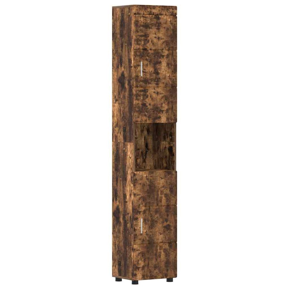 vidaXL Set dulap baie TULUM Stejar fumuriu 37 x 31,5 x 203 cm