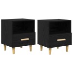 vidaXL Dulap de noapte cu sertar 2 pcs Stejar Negru 40 x 35 x 47 cm