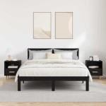 vidaXL Dulap de noapte cu sertar 2 pcs Stejar Negru 40 x 35 x 47 cm