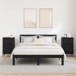 vidaXL Dulap de noapte cu sertar 2 pcs Stejar Negru 40 x 35 x 70 cm