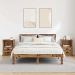 vidaXL Dulap de noapte 2 pcs Lemn vechi 36 x 43 x 60 cm Lemn compozit