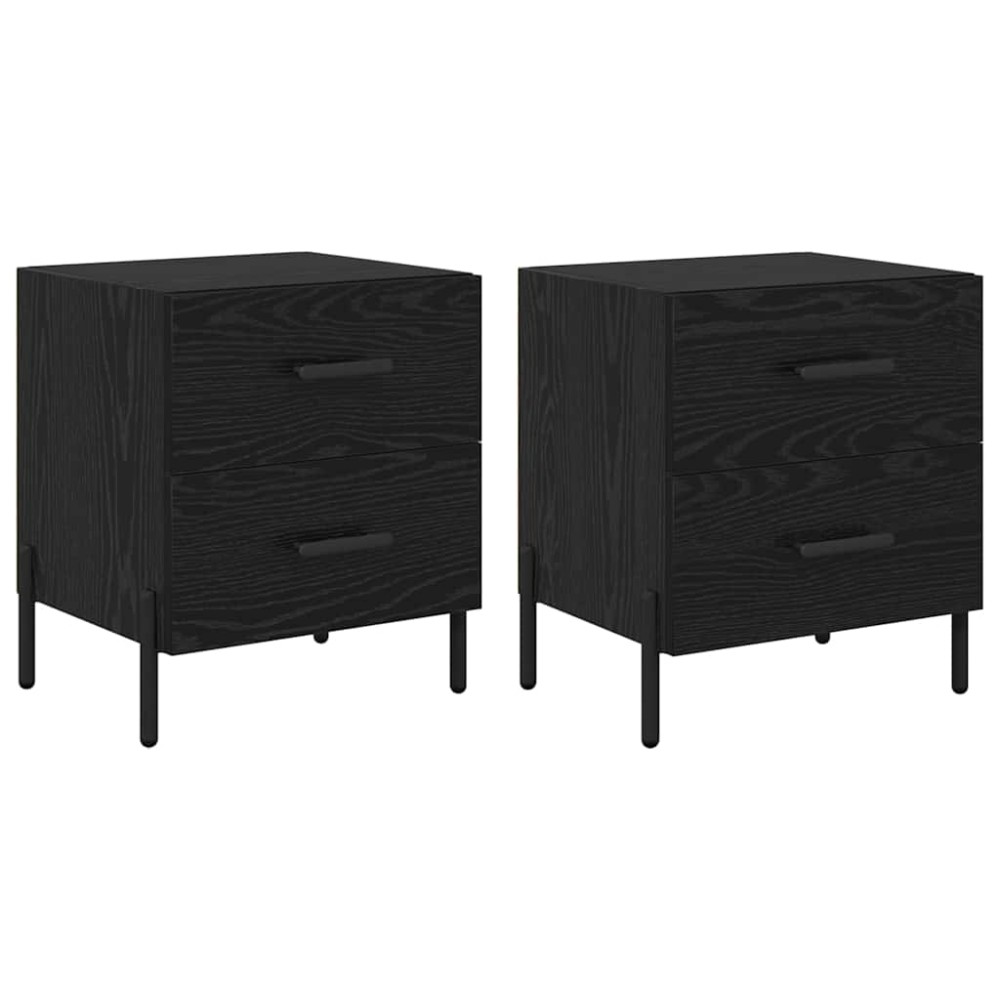 vidaXL Dulap de noapte cu sertar 2 pcs Stejar Negru 40 x 35 x 47,5 cm