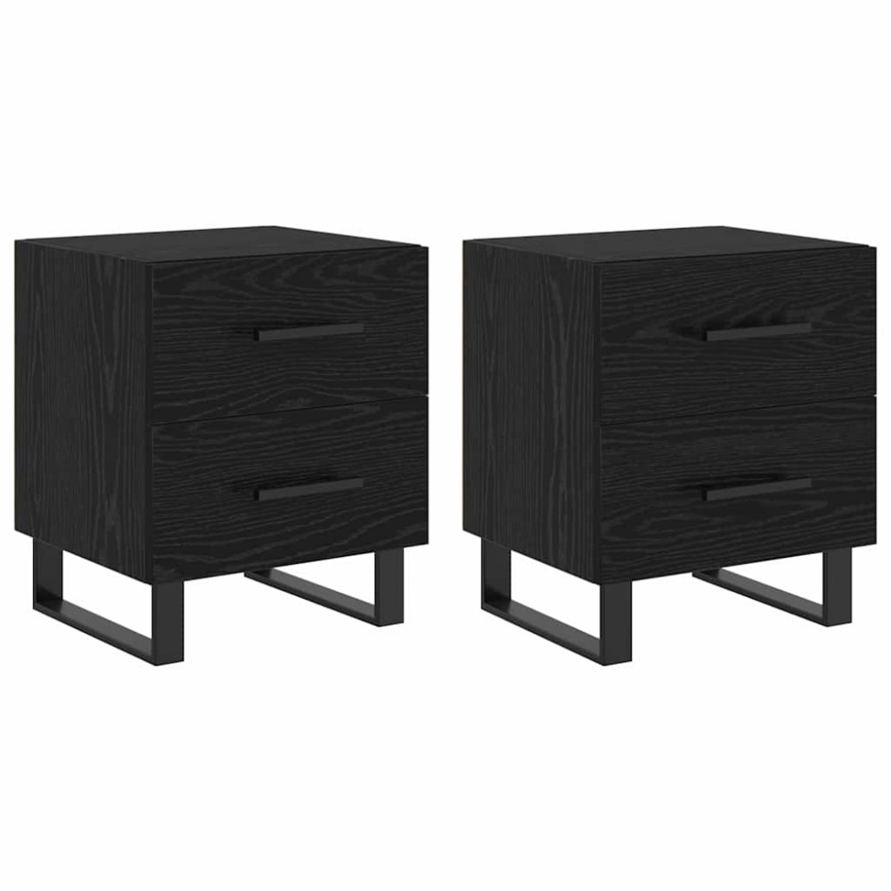 vidaXL Dulap de noapte cu sertar 2 pcs Stejar Negru 40 x 35 x 47,5 cm
