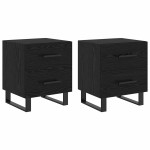 vidaXL Dulap de noapte cu sertar 2 pcs Stejar Negru 40 x 35 x 47,5 cm