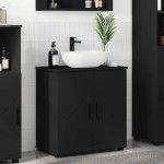 vidaXL Dulap de Baie Negru 61 x 35 x 64 cm Lemn compozit & Metal