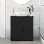 vidaXL Dulap de Baie Negru 61 x 35 x 64 cm Lemn compozit & Metal