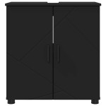 vidaXL Dulap de Baie Negru 61 x 35 x 64 cm Lemn compozit & Metal