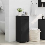 vidaXL Dulap de Baie Negru 30 x 35 x 80 cm Lemn compozit & Metal