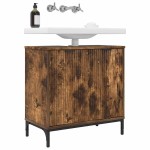 vidaXL Dulap pentru Chiuveta de Baie cu depozitare Stejar fumuriu