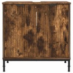 vidaXL Dulap pentru Chiuveta de Baie cu depozitare Stejar fumuriu