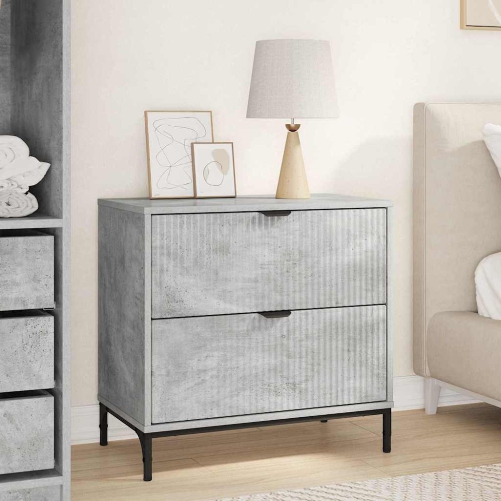 vidaXL Noptieră cu sertar Gri beton 63.5 x 36 x 61 cm Lemn compozit