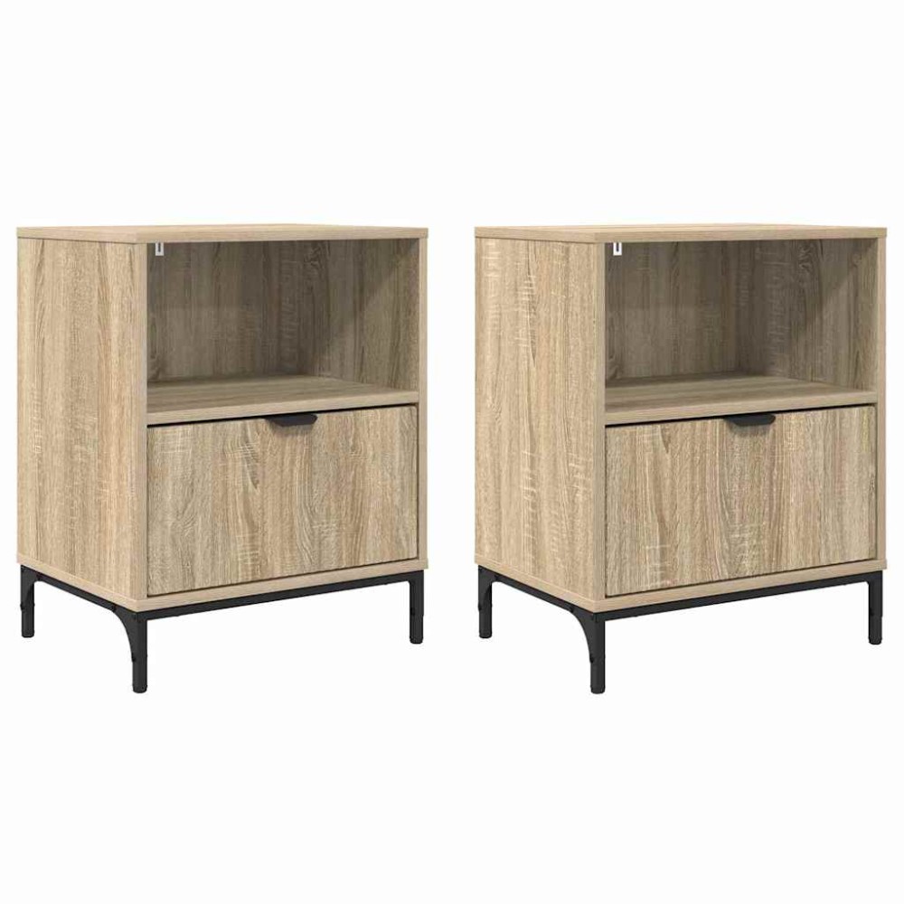 vidaXL Mese de noptieră cu sertar 2 pcs Stejar sonoma 49 x 36 x 61 cm