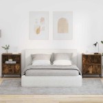 vidaXL Mese de noptieră cu sertar 2 pcs Stejar afumat 49 x 36 x 61 cm