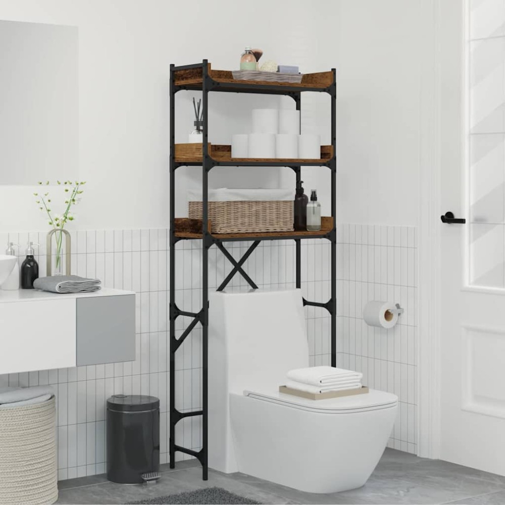 vidaXL Raft pentru mașină de spălat Lemn vechi 67 x 25 x 163 cm