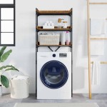 vidaXL Raft pentru mașină de spălat Lemn vechi 67 x 25 x 163 cm