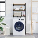 vidaXL Raft pentru mașină de spălat 67 x 25 x 163 cm Lemn compozit