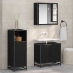 vidaXL Set de mobilier pentru baie Stejar Negru 35 x 37,5 x 100 cm