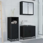 vidaXL Set de mobilier pentru baie Stejar Negru 35 x 37,5 x 100 cm
