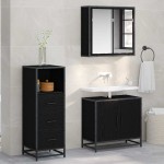 vidaXL Set de mobilier pentru baie Stejar Negru 35 x 37,5 x 100 cm