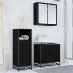 vidaXL Set de mobilier pentru baie Stejar Negru 35 x 37,5 x 100 cm