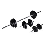vidaXL Set cu halteră și 2 gantere 30,5 kg vidaXL Set cu halteră și 2 gantere 30,5 kg