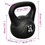 vidaXL Greutate tip bilă cu mâner Kettlebell, 12 kg vidaXL Greutate tip bilă cu mâner Kettlebell, 12 kg