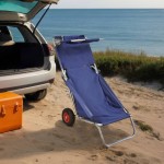 vidaXL Cărucior de plajă cu roți, portabil, pliabil, albastru vidaXL Cărucior de plajă cu roți, portabil, pliabil, albastru