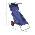 vidaXL Cărucior de plajă cu roți, portabil, pliabil, albastru vidaXL Cărucior de plajă cu roți, portabil, pliabil, albastru