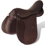 Set echitație cu șa 44,5 cm din piele naturală, Maro Set echitație cu șa 44,5 cm din piele naturală, Maro