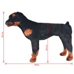 vidaXL Jucărie de pluș câine rottweiler, negru și maro, XXL