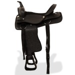 vidaXL Șa Western, căpăstru & pieptar, piele naturală, 16", negru vidaXL Șa Western, căpăstru & pieptar, piele naturală, 16", negru
