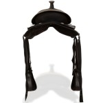 vidaXL Șa Western, căpăstru & pieptar, piele naturală, 16", negru vidaXL Șa Western, căpăstru & pieptar, piele naturală, 16", negru