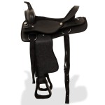 vidaXL Șa Western, căpăstru & pieptar, piele naturală, 17", negru vidaXL Șa Western, căpăstru & pieptar, piele naturală, 17", negru